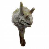 1 Pc Simulated Dinosaur Fossils Hook Triceratops Resin Easy-Mounted Coat Hook Big Size Coat Hook for Wall, Retro Green