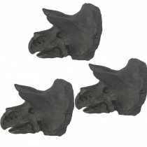 3 Pcs Simulation Dinosaur Drawer Knobs Resin Triceratops Closet Handle Pulls Hardware, Matte Black