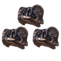 3 Pcs Simulation Dinosaur Drawer Knobs Resin Dilophosaurus Cabinet Handle Pulls, Bronze
