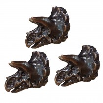 3 Pcs Resin Simulation Dinosaur Fossil Furniture Knobs Triceratops Drawer Knobs Cabinet Pulls, Bronze