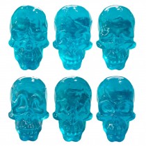 Cabinet Knobs Set Simulated Skull Transparent Resin Decorative Drawer Knobs for Kids, 6 Pcs Blue