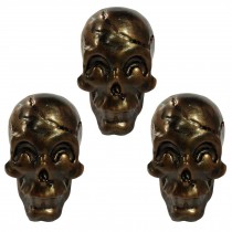 3 Pcs Lifelike Resin Skull Bone Drawer Knobs Bronze Funny Skull Face Wardrobe Pulls Cabinets Handles, Smiling Face