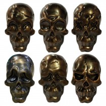 6 Pcs Simulated Skull Resin Cabinets Knobs Funny Skull Face Pulls Wardrobe Skull Bone Drawer Handles Set, Bronze