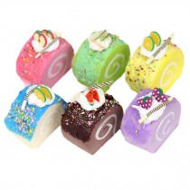 6 Pcs Simulation Cake Dessert Fake Cake Food Model Home Crafts Photography Props Artificial Swiss Roll Kitchen Decoration Display