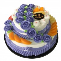 Artificial Double-layer Cake Simulation Purple Rose Birthday Cake Food Model Replica Prop Party Decoration, 10 inches