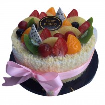 Artificial Fruit Cake Simulation Birthday Cake Food Model Party Decoration Replica Prop Display, 6 inches