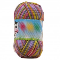 3 Skein DIY Handcraft Milk Cotton Yarns Mixed Color Soft Hand-woven Scarf Yarn Crochet Dolls, Pink Ginger Purple Grey