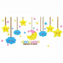 Acrylic Kids Wall Decal 3D Cartoon Moon and Star Colorful Stickers Bedroom Wall Decoration