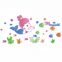 Acrylic Kids Wall Decal Sticker DIY Pink and Blue Mermaid Wall Stickers for Girls Bedroom