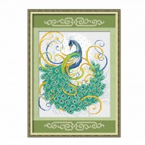 DIY Gorgeous Peacock Stamped Cross Stitch Kit Embroidery Kits Living Room Wall Decor, 13x15 inch