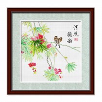 Birds DIY Stamped Cross Stitch Kit Lover Embroidery Kits for Beginners, 16x16 inch