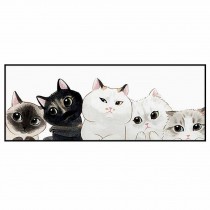 Cute Cat Long DIY Pre-Printed Cross Stitch Embroidery Kits Kids Room Decor, 31x14 inch