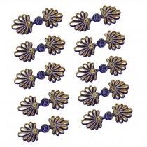 15 Pieces Handmade Sewing Fasteners Chinese Closure Knot Cheongsam Frog Buttons, Blue/Gold