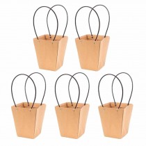 Trapezoid Kraft Paper Gift Bag Flower Bouquet Wrapping Bag Flower Tote Gift Packing Bag, 5 Pcs Big Size