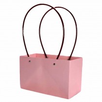 Kraft Paper Tote Bag Flower Wrapping Bag DIY Florist Bouquet Packaging Gift Box, 5 Pcs Pink