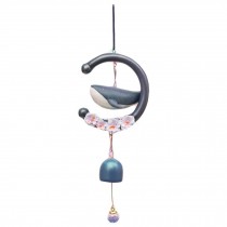 Resin Whale Bell Wind Chime Small Bedroom Pendant Door Decoration Hanging Metal Wind Chime Outdoor, Navy Blue