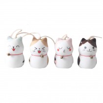 4 Pcs Hand-painted Cute Cat Wind Chime Bell Ceramic Windchime for Indoor/Outdoor, Random
