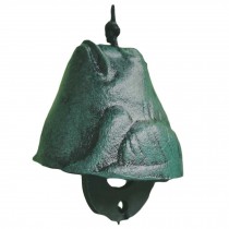 Retro Cast Iron Frog Wind Chime Bell Metal Outdoor Windchime for Garden, Green