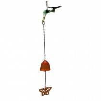 Retro Dragonfly Wind Chime Bell Outdoor Hanging Cast Iron Windchime for Garden, Orange