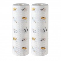2 Rolls Disposable Household Kitchen Paper Towels Printed Dish Cloths Kitchen Paper Tissue