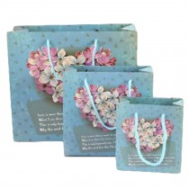 1 Set Heart Flower Kraft Paper Gift Bags for Birthday Party Wedding Graduation