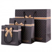 1 Set Dots Bowknot Party Present Paper Gift Bags Birthday Wedding, Black