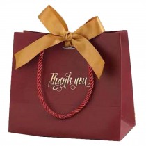 6 Pcs Wine Red Kraft Paper Gift Bags Party Favor Bags Boutique Bags with Gold Ribbon