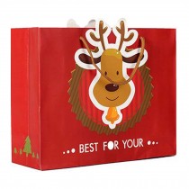 10 Pcs Elk Christmas Kraft Paper Gift Bags Small Boutique Bags Party Favor Bags, Red