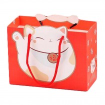 10 Pcs Fortune Cat Kraft Paper Gift Bags Small Boutique Bags Party Favor Bags, Red