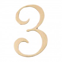 DIY Brass House Number Decorative Metal Numbers for Home Door Mailbox, 2 Pcs Number 3