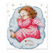 11CT Stamped Cross Stitch Kits Baby Girl Angel Nursery Room Decor Baby Shower Gift DIY Embroidery Kits, 11x13inch