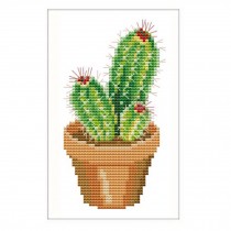 11CT Stamped Cross Stitch Kits Cactus Home Decor DIY Embroidery Kits, 5x9inch