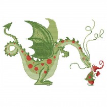 11CT Stamped Cross Stitch Kits Dragon and Elf Lovely Kids Room Wall Decor DIY Embroidery Kits, 20x15inch
