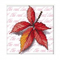 11CT Stamped Cross Stitch Kits Autumn Leaf Hallway Wall Decor DIY Easy Embroidery Kits, 7.8x7.8inch