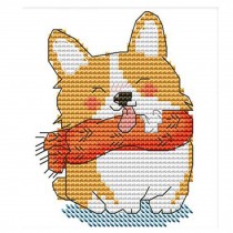 11CT Stamped Cross Stitch Kits Shiba Inu Kids Room Wall Decor Cute Dog DIY Easy Embroidery Kits, 6x7inch