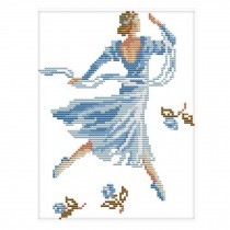 11CT Stamped Cross Stitch Kits Dancing Ballerina Girl DIY Ballet Embroidery Kits, 9x12inch