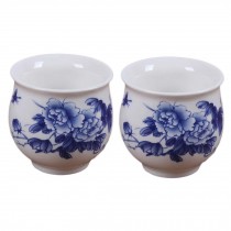 2 Pcs 3.4 oz Traditional Chinese Ceramic Teacup Peony Japanese Tea Cups