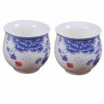 2 Pcs 3.4 oz Chinese Porcelain Teacup Kongfu Tea Cups Mugs Peony Japanese Tea Cups