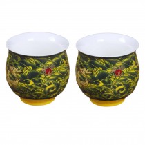 2 Pcs 3.4 oz Chinese Porcelain Teacup Kongfu Tea Cups Dragon Wine Cup