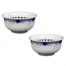0.9 oz Handmade Chinese Kungfu Teacups Hollow Out Japanese Sake Cup Ceramic Mini Wine Cup, 2 Pcs