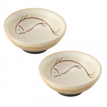 2 Pcs 2 oz Chinese Crude Pottery Kungfu Teacup Handcraft Ceramic Wine Cup Japanese Tea Cup, Fish