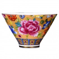 2.5 oz Flower Handmade Enamel Painted Porcelain Kungfu Teacup Chinese Tea Cup Wine Cup, Gold