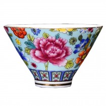 2.5 oz Blue Flower Handmade Enamel Painted Porcelain Kungfu Teacup Chinese Tea Cup Wine Cup