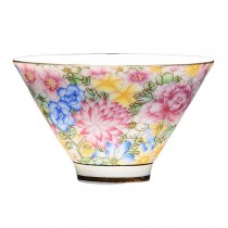 1.8 oz Multicolor Flower Handmade Ceramic Kungfu Teacup Chinese Tea Cup Wine Cup Bowl