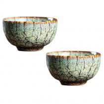 2.3 oz Chinese Kungfu Teacup Handmade Porcelain Japanese Tea Cup Wine Cup Bowl, 2 Pcs Green