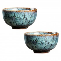 2.3 oz Chinese Kungfu Teacup Handmade Porcelain Japanese Wine Cup Tea Cup Bowl, 2 Pcs Blue