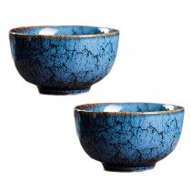 2.3 oz Chinese Kungfu Teacup Handmade Porcelain Japanese Wine Cup Tea Bowl, 2 Pcs Blue