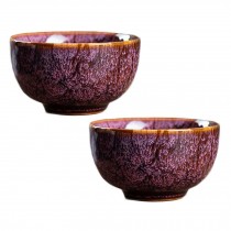 2.3 oz Chinese Kungfu Teacup Handmade Porcelain Tea Bowl Japanese Wine Cup, 2 Pcs Purple