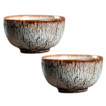 2.3 oz Handmade Porcelain Tea Bowl Chinese Kungfu Teacup Japanese Wine Cup, 2 Pcs Beige