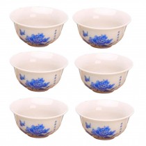 6-Pack Chinese Kungfu Teacup Handmade Porcelain Japanese Tea Cup Mini Tea Bowl